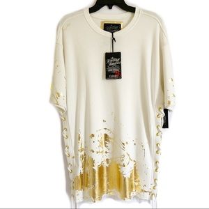 NWT  HERITAGE  Gold detail and raw hem T-Shirt